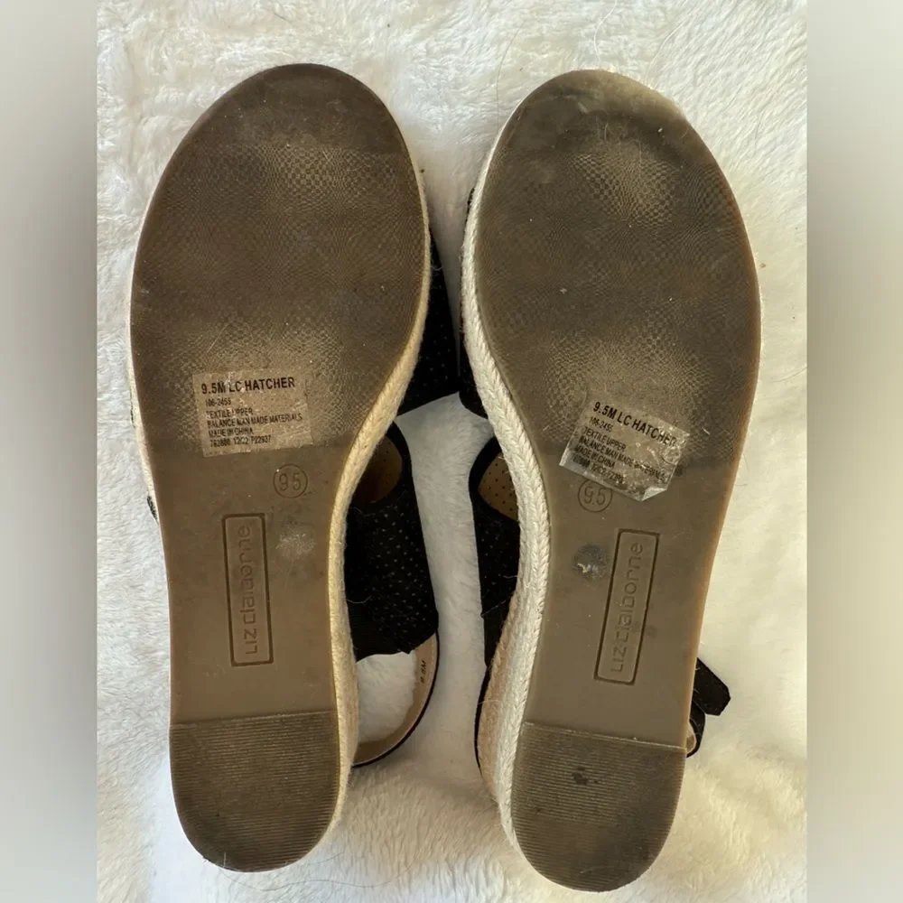 Liz Claiborne Black Wedge Slingback Sandals